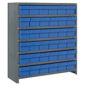 Quantum Storage Systems CL1839-602 BL - Super Tuff Euro Series Closed Style Steel Shelving w/36 Bins - 18" x 36" x 39" - Blue pic