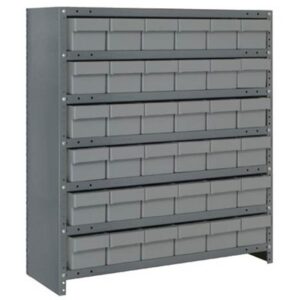 Quantum Storage Systems CL1839-602 GY - Super Tuff Euro Series Closed Style Steel Shelving w/36 Bins - 18" x 36" x 39" - Gray pic