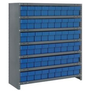 Quantum Storage Systems CL1839-604 BL - Super Tuff Euro Series Closed Style Steel Shelving w/54 Bins - 18" x 36" x 39" - Blue pic