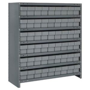 Quantum Storage Systems CL1839-604 GY - Super Tuff Euro Series Closed Style Steel Shelving w/54 Bins - 18" x 36" x 39" - Gray pic