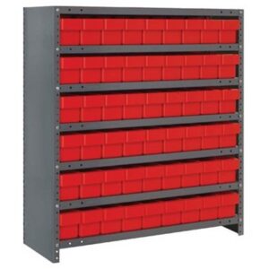 Quantum Storage Systems CL1839-604 RD - Super Tuff Euro Series Closed Style Steel Shelving w/54 Bins - 18" x 36" x 39" - Red pic