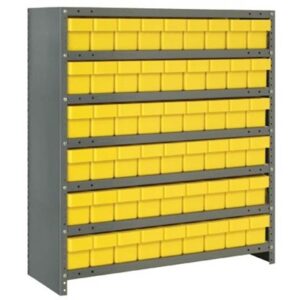Quantum Storage Systems CL1839-604 YL - Super Tuff Euro Series Closed Style Steel Shelving w/54 Bins - 18" x 36" x 39" - Yellow pic