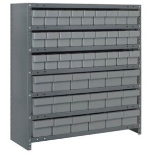 Quantum Storage Systems CL1839-624 GY - Super Tuff Euro Series Closed Style Steel Shelving w/45 Bins - 18" x 36" x 39" - Gray pic