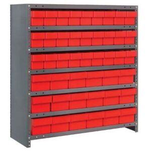 Quantum Storage Systems CL1839-624 RD - Super Tuff Euro Series Closed Style Steel Shelving w/45 Bins - 18" x 36" x 39" - Red pic