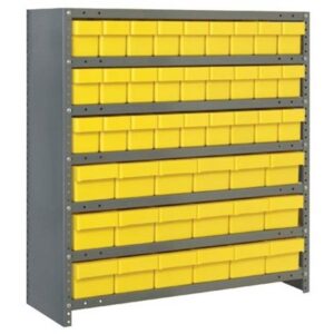 Quantum Storage Systems CL1839-624 YL - Super Tuff Euro Series Closed Style Steel Shelving w/45 Bins - 18" x 36" x 39" - Yellow pic
