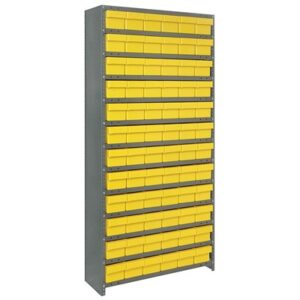Quantum Storage Systems CL1875-602 YL - Super Tuff Euro Series Closed Style Steel Shelving w/72 Bins - 18" x 36" x 75" - Yellow pic
