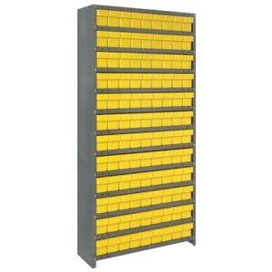 Quantum Storage Systems CL1875-604 YL - Super Tuff Euro Series Closed Style Steel Shelving w/108 Bins - 18" x 36" x 75" - Yellow pic
