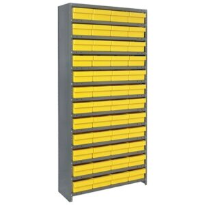 Quantum Storage Systems CL1875-606 YL - Super Tuff Euro Series Closed Style Steel Shelving w/48 Bins - 18" x 36" x 75" - Yellow pic