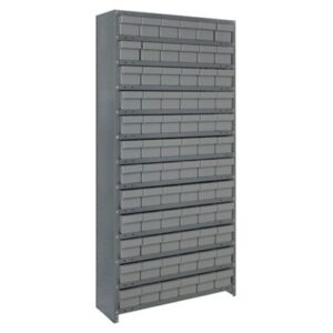 Quantum Storage Systems CL2475-603 GY - Super Tuff Euro Series Closed Style Steel Shelving w/72 Bins - 24" x 36" x 75" - Gray pic