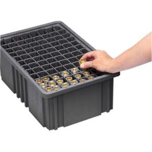 Quantum Storage Systems DG91035CO - Dividable Grid Tote Box - Conductive - I.D. 9.1875" L x 6.5625" W x 3" H - Black - 20/Carton pic