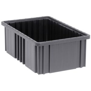 Quantum Storage Systems DG92060CO - Dividable Grid Tote Box - Conductive - I.D. 14.875" L x 9.25" W x 5.5" H - Black - 8/Carton pic