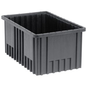 Quantum Storage Systems DG92080CO - Dividable Grid Tote Box - Conductive - I.D. 14.875" L x 9.25" W x 7.5" H - Black - 8/Carton pic