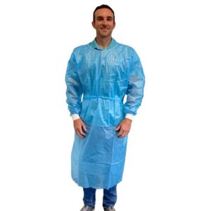 Large Level 2 Isolation Gown, Blue, Laminated Spunbonded Polypropylene, 10/Bag, 5 Bags/Case pic