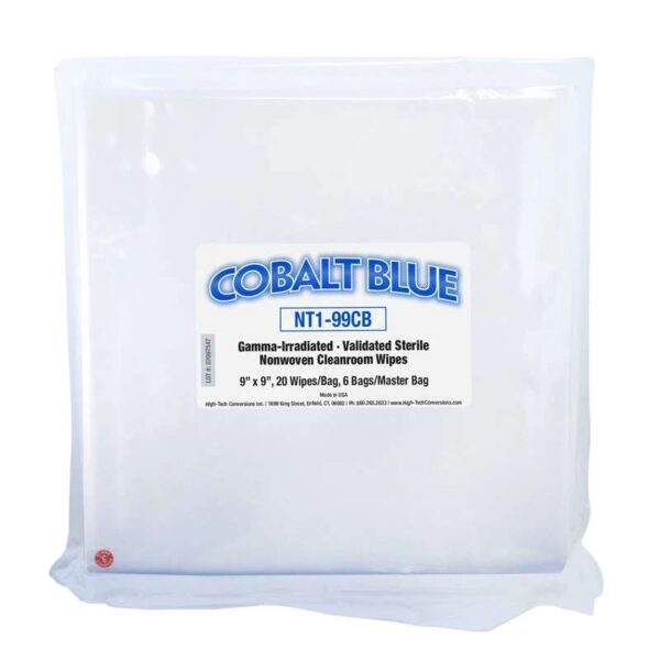 Cobalt Blue Sterile Cleanroom Wipes  Dry, 9" x 9", 25 Wipes per Easy-Tear Bag, 6 ET Bags per Master Bag, 10 Master Bags per Case pic