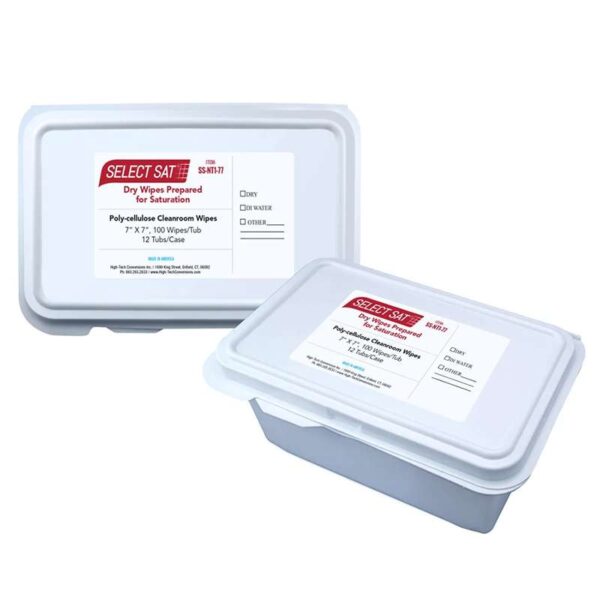 SELECT-SAT Custom Solvent Cleanroom Wipers, 7" x 7", Dry Wipes, C-Folded, 100 per Tub, 12 Tubs per Case pic