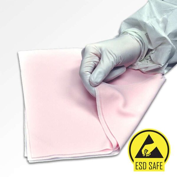 VISION Pink 100% Polyester Knit ESD/Anti-Static Wipes, 12" x 12", 150 Wipes/Bag, 10 Bags/Case pic
