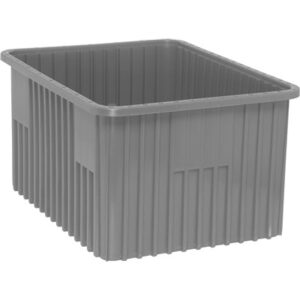 Quantum Storage Systems DG93120-GY - Dividable Grid Tote Box - I.D. 20.625" L x 15.625" W x 11.5" H - Gray - 3/Carton pic