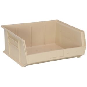 Quantum Storage Systems QUS250-IV - Ultra Stack and Hang Bin - I.D. 14" L x 14.75" W x 6.75" H - Ivory - 6/Carton pic
