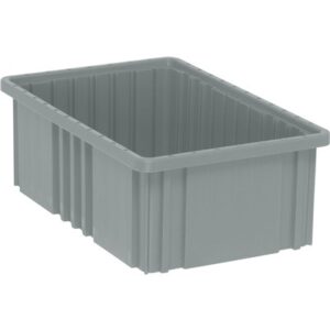 Quantum Storage Systems DG92060-GY - Dividable Grid Tote Box - I.D. 14.875" L x 9.25" W x 5.5" H - Gray - 8/Carton pic