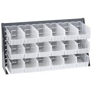 Quantum Storage Systems QBR-3619-230-18CL - Clear-View Series Louvered Panel Bench Rack w/18 QUS230CL Bins - 36"L x 8"W x 19"H - Gray pic