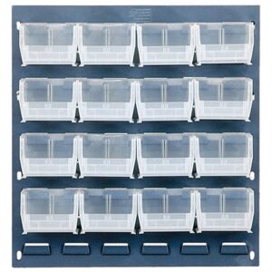 Quantum Storage Systems QLP-1819-210-16CL - Clear-View Series Louvered Panel w/16 QUS210CL Bins - 18" x 19" - Gray pic