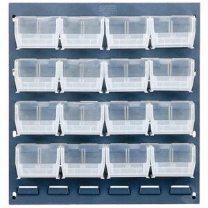 Quantum Storage Systems QLP-1819-220-16CL - Clear-View Series Louvered Panel w/16 QUS220CL Bins - 18" x 19" - Gray pic