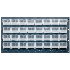 Quantum Storage Systems QLP-3619-210-32CL - Clear-View Series Louvered Panel w/32 QUS210CL Bins - 36" x 19" - Gray pic