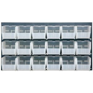 Quantum Storage Systems QLP-3619-230-18CL - Clear-View Series Louvered Panel w/18 QUS230CL Bins - 36" x 19" - Gray pic