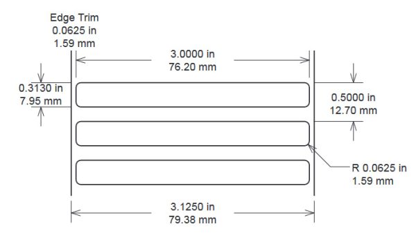 3.00" x 0.313" PCB Labels, General Purpose, Glossy White Polyester, TTL110, 10,000 Count pic