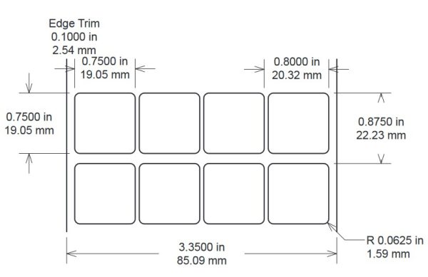 0.75" x 0.75" PCB Labels, General Purpose, Glossy White Polyimide, TTL123, 10,000 Count pic