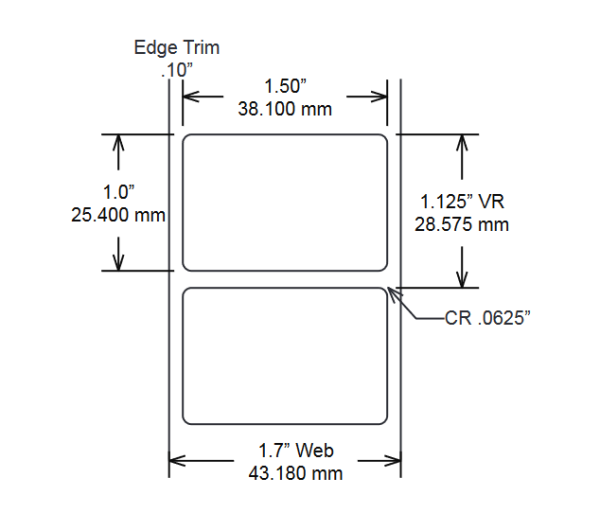 50" x 1.00" Rating / Nameplate Labels, Glossy Silver Polyester, TTL301, 6,000/Roll pic